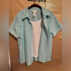 ALFRED DUNNER~FAUX TEAL TOPPER W TANK~M